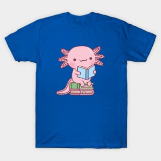 Cute Axolotl Loves To Read A Lot Of Books T-Shirt